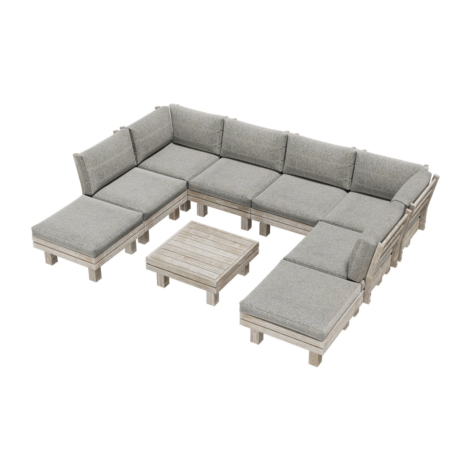 Livsip 9PCS Outdoor Sofa Set Wooden Lounge Setting Table Chair Patio Furniture - Sunyee