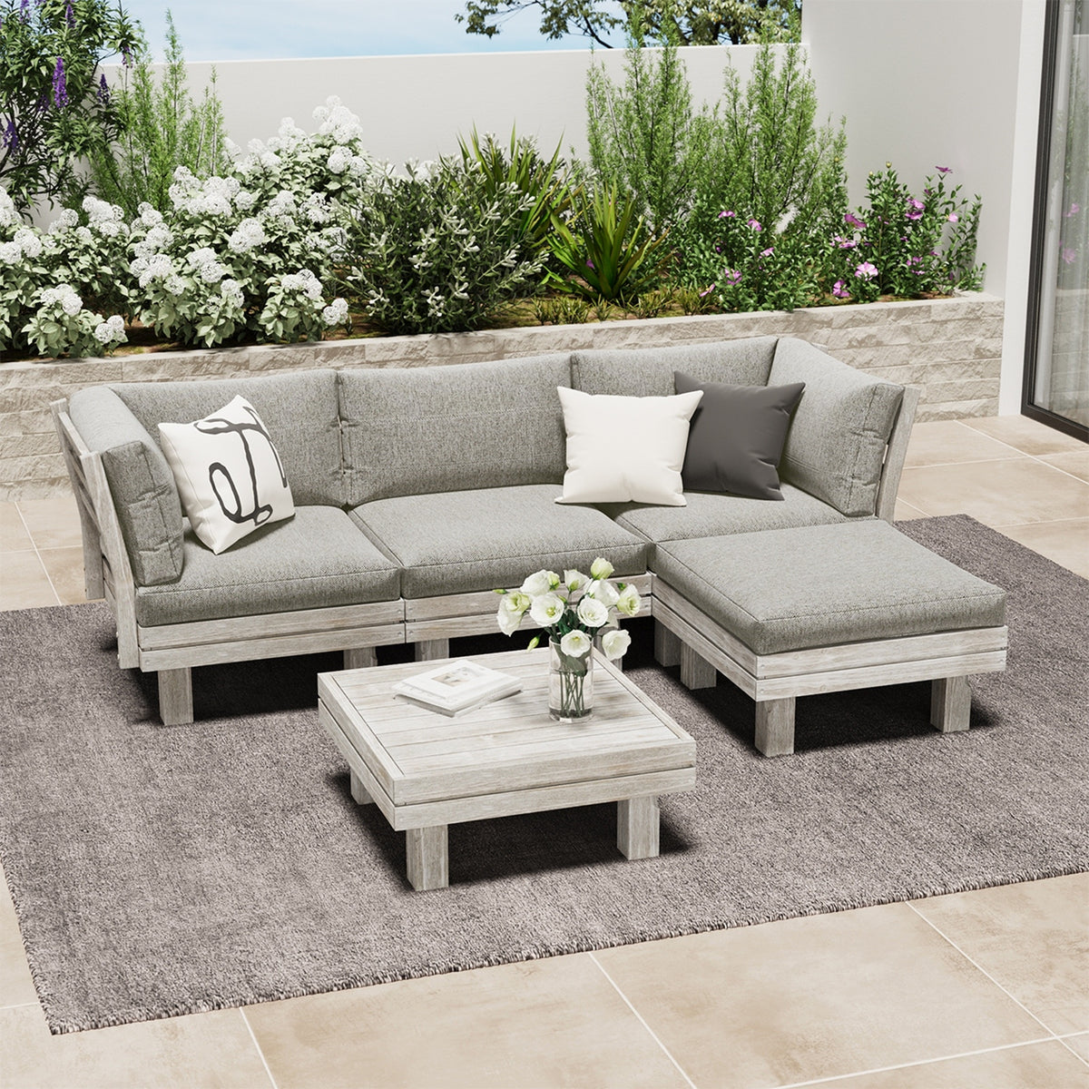 Livsip 4 Seater Outdoor Sofa Set Lounge Setting Table Chair Patio Furniture