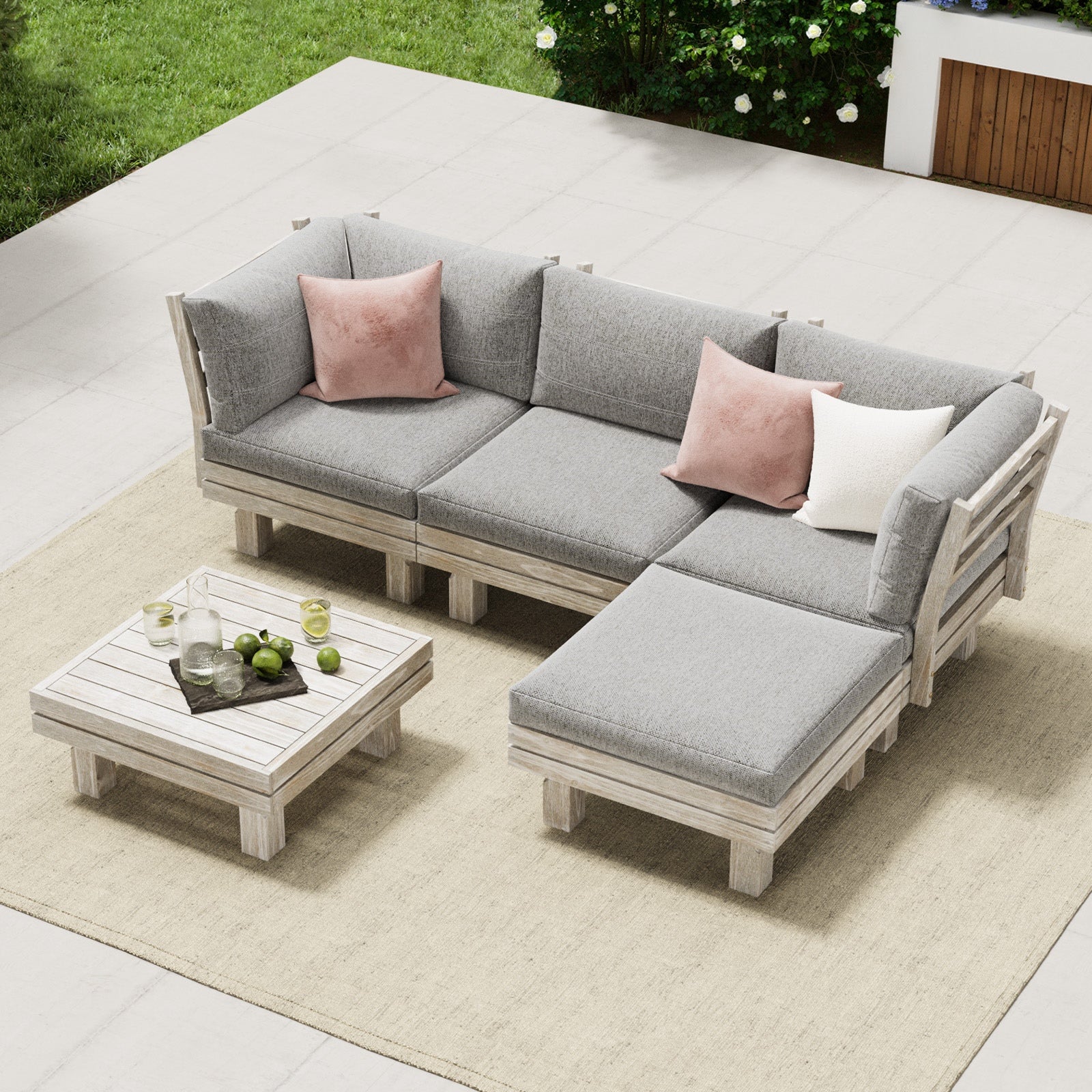 Livsip 4 Seater Outdoor Sofa Set Lounge Setting Table Chair Patio Furniture - Sunyee