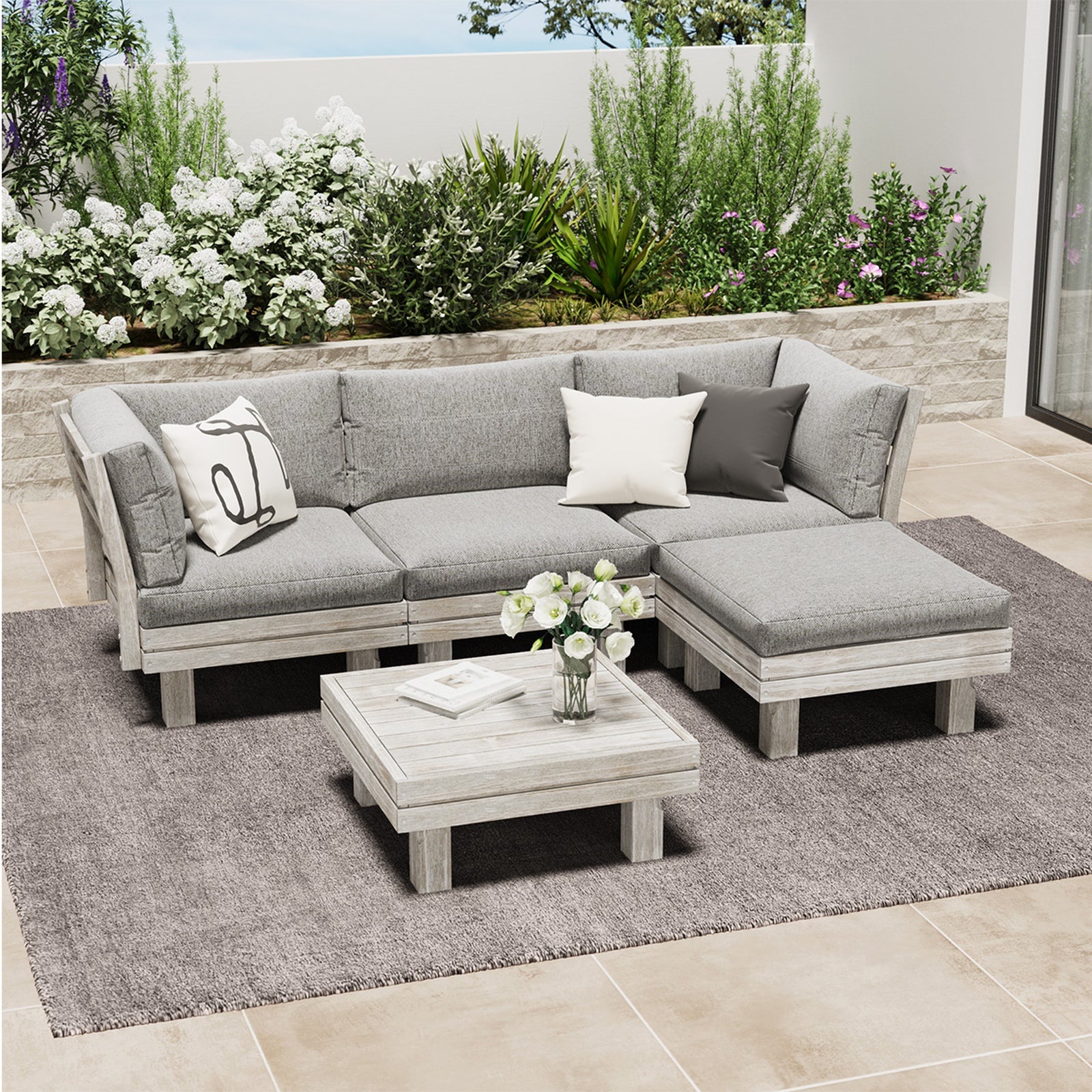 Livsip 4 Seater Outdoor Sofa Set Lounge Setting Table Chair Patio Furniture - Sunyee