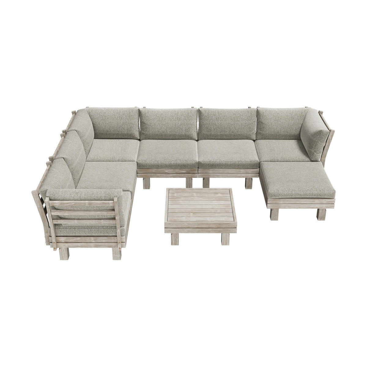 Livsip 8PCS Outdoor Sofa Set Wooden Lounge Setting Table Chair Patio Furniture