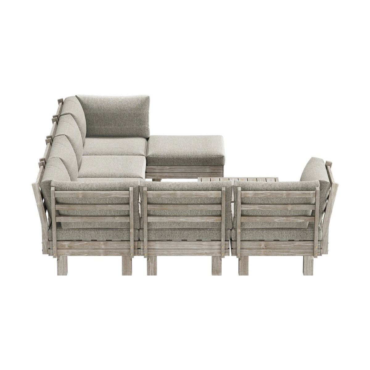 Livsip 8PCS Outdoor Sofa Set Wooden Lounge Setting Table Chair Patio Furniture