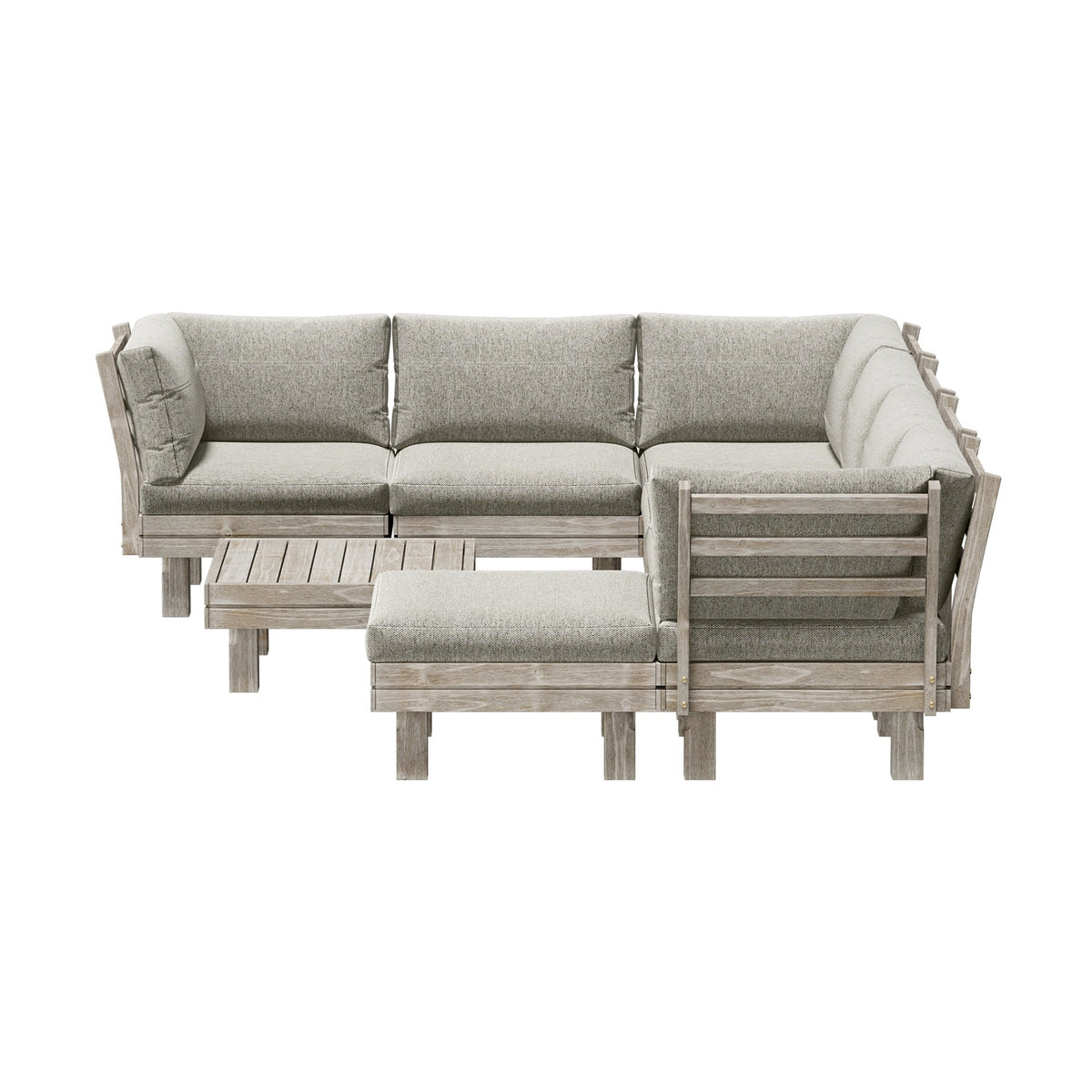 Livsip 8PCS Outdoor Sofa Set Wooden Lounge Setting Table Chair Patio Furniture