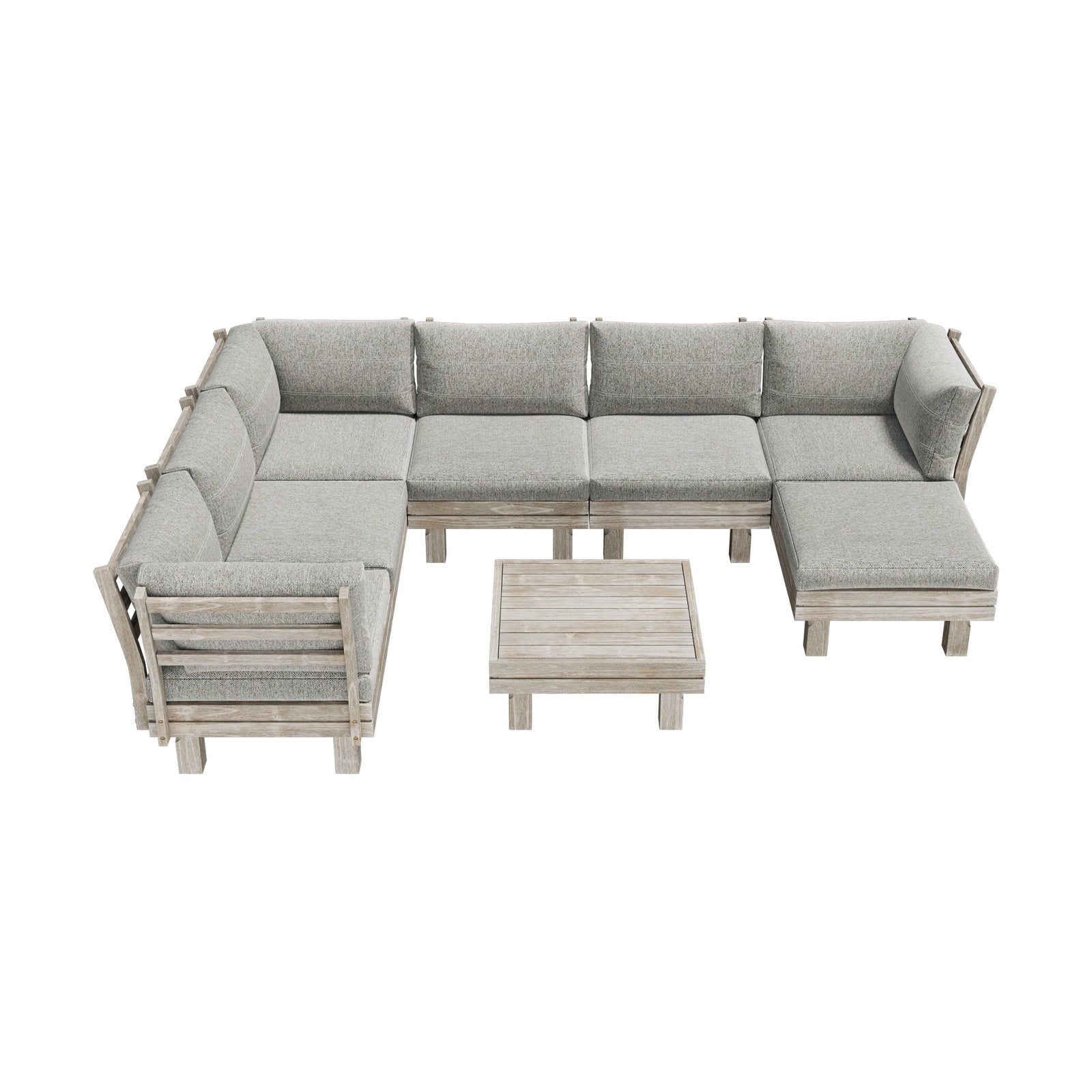 Livsip 8PCS Outdoor Sofa Set Wooden Lounge Setting Table Chair Patio Furniture - Sunyee