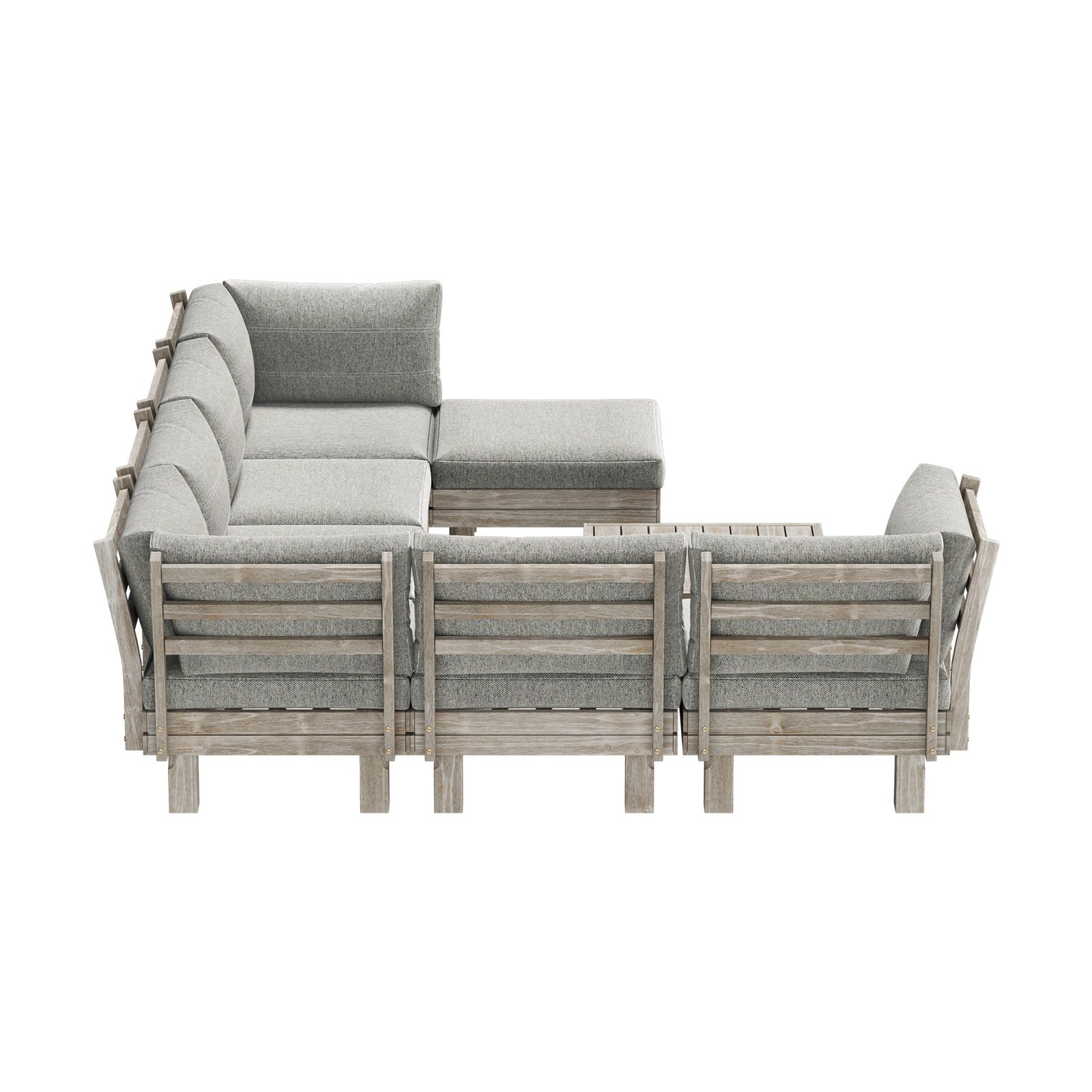 Livsip 8PCS Outdoor Sofa Set Wooden Lounge Setting Table Chair Patio Furniture - Sunyee