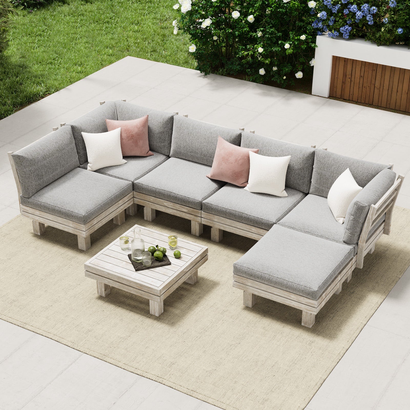 Livsip 7PCS Outdoor Furniture Sofa Set Lounge Setting Garden Patio Furniture - Sunyee