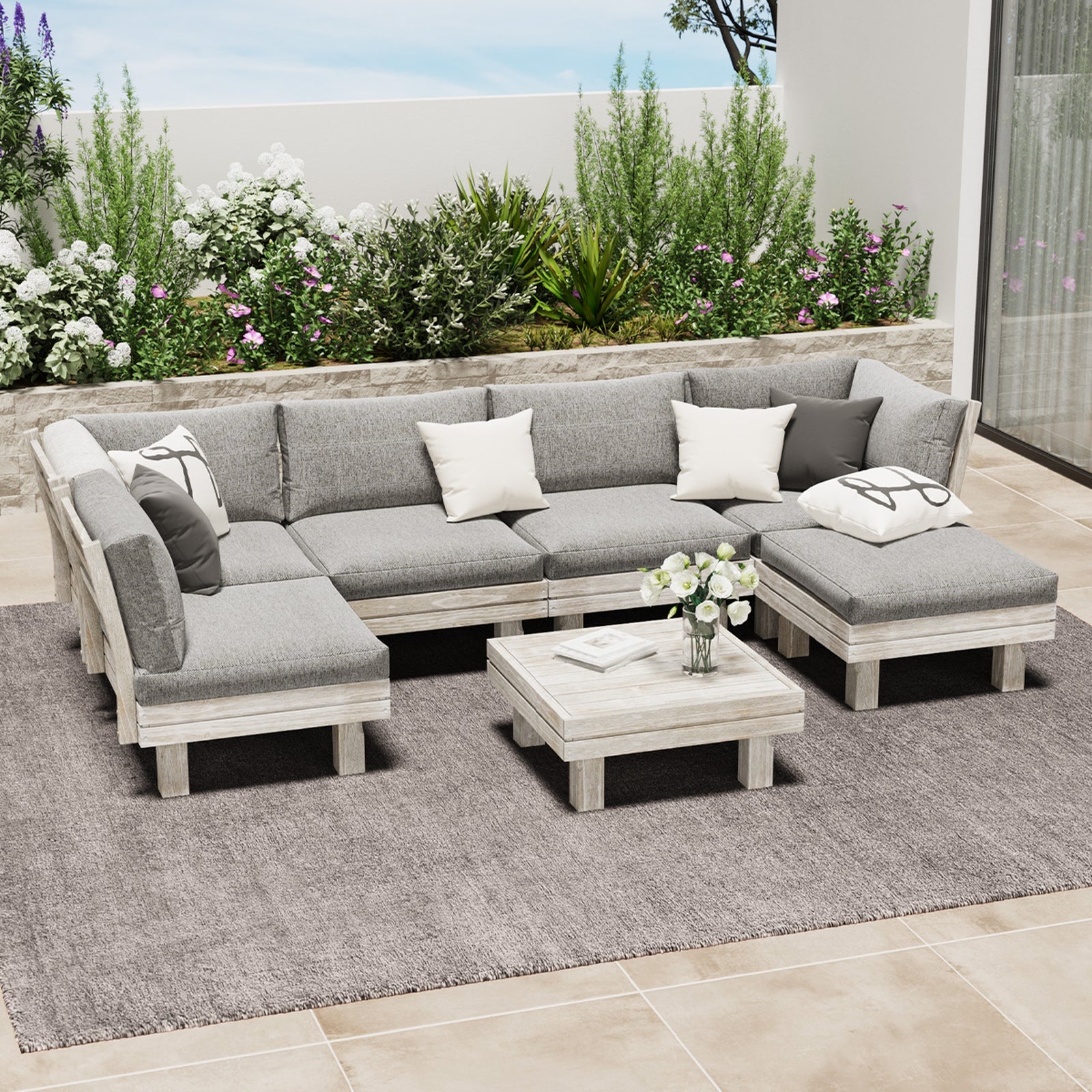Livsip 7PCS Outdoor Furniture Sofa Set Lounge Setting Garden Patio Furniture - Sunyee