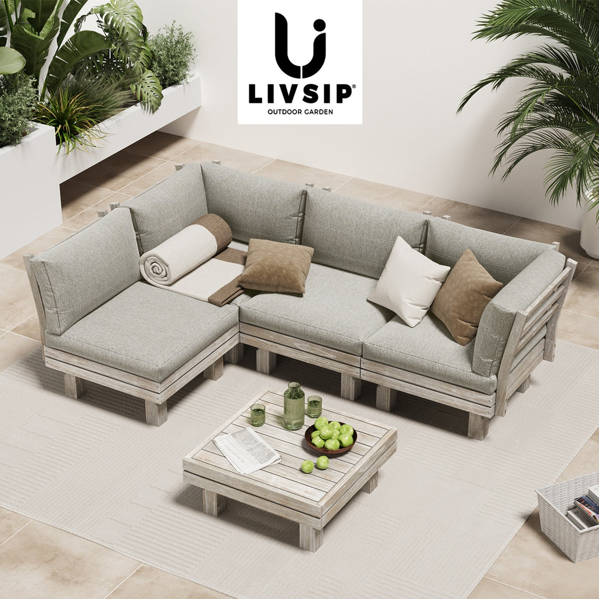 Livsip 4 Seater Outdoor Furniture Sofa Set Lounge Setting Garden Patio Furniture