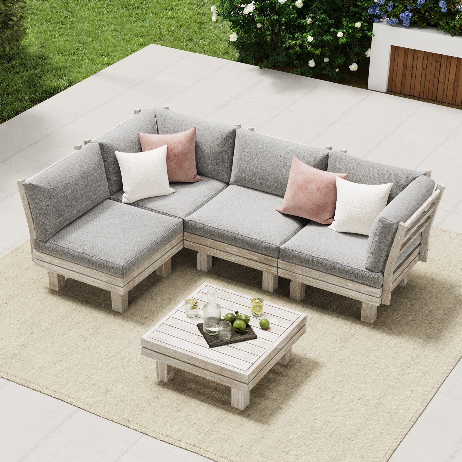 Livsip 4 Seater Outdoor Furniture Sofa Set Lounge Setting Garden Patio Furniture - Sunyee