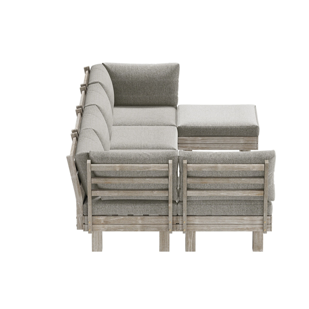 Livsip 6 Piece Outdoor Sofa Set Wooden Modular Lounge Setting Patio Furniture
