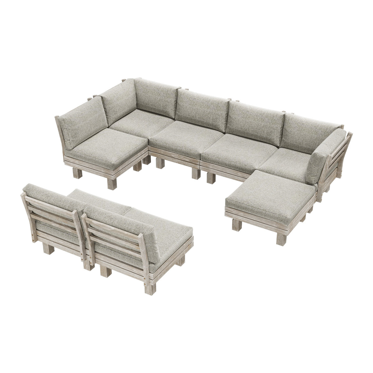 Livsip Outdoor Sofa Set 8 Piece Wooden Lounge Setting Garden Patio Furniture