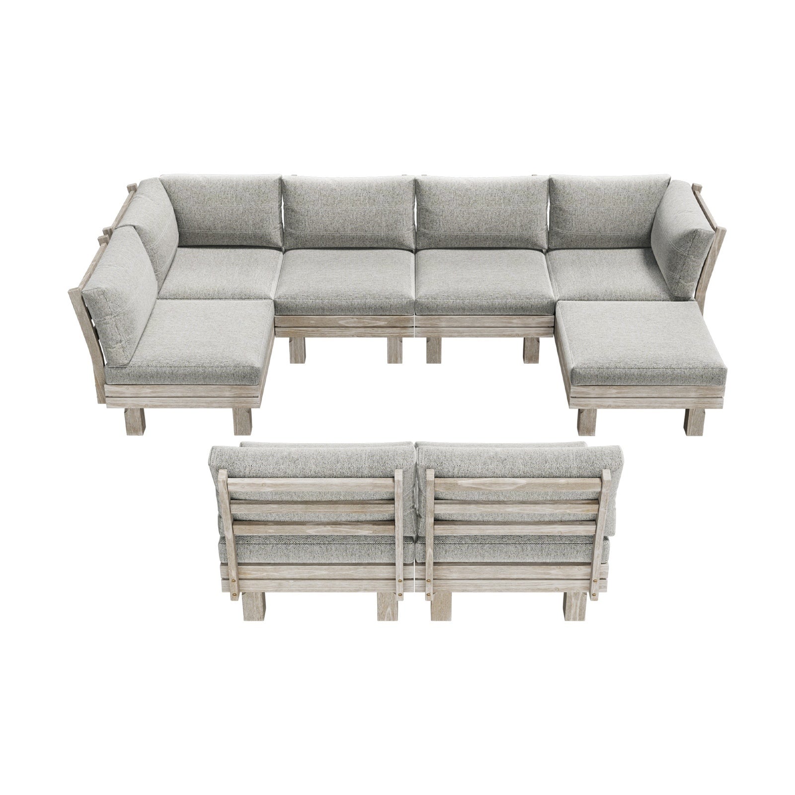 Livsip Outdoor Sofa Set 8 Piece Wooden Lounge Setting Garden Patio Furniture - Sunyee