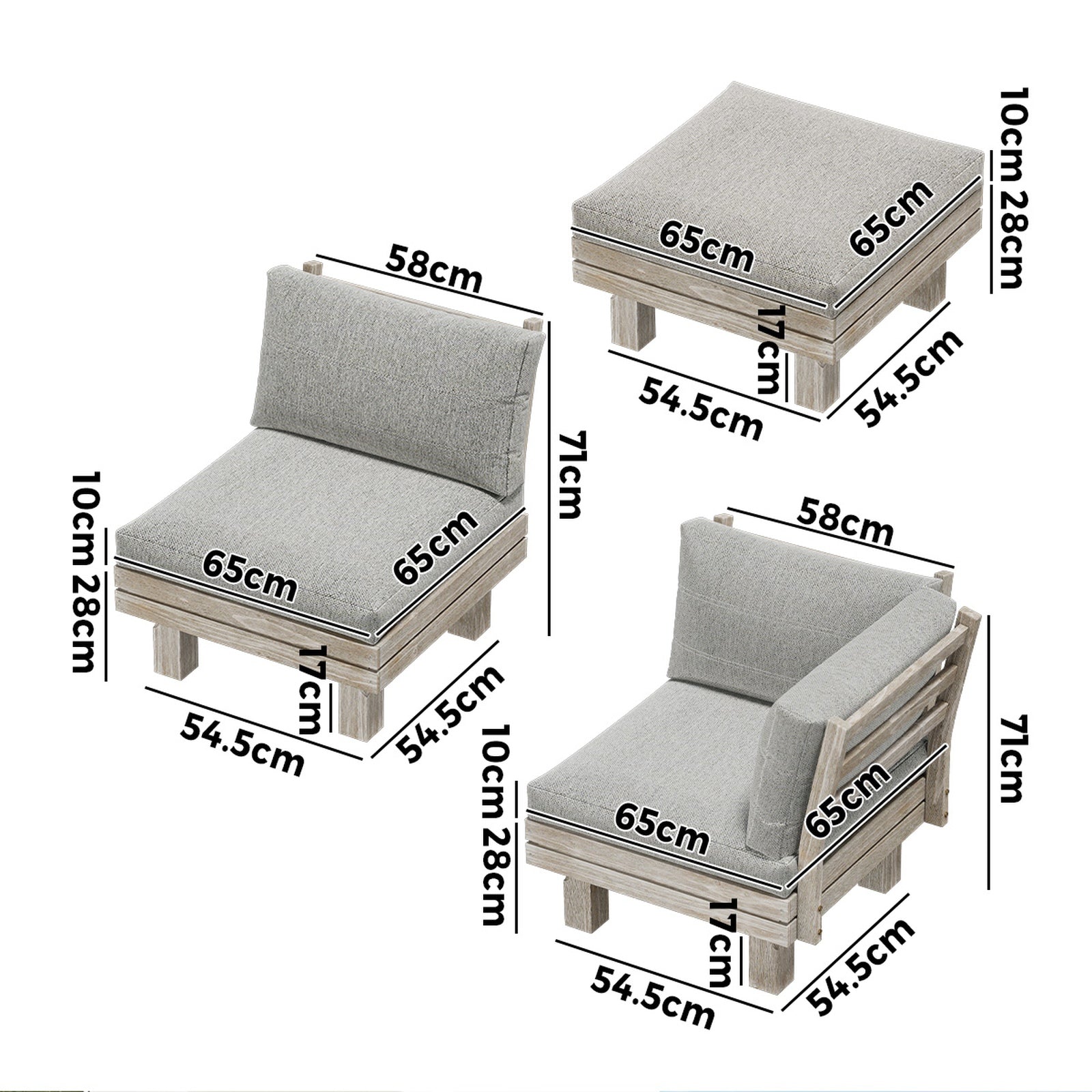 Livsip Outdoor Sofa Set 8 Piece Wooden Lounge Setting Garden Patio Furniture - Sunyee