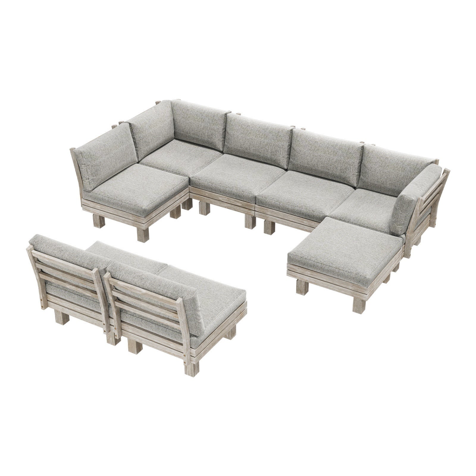 Livsip Outdoor Sofa Set 8 Piece Wooden Lounge Setting Garden Patio Furniture - Sunyee
