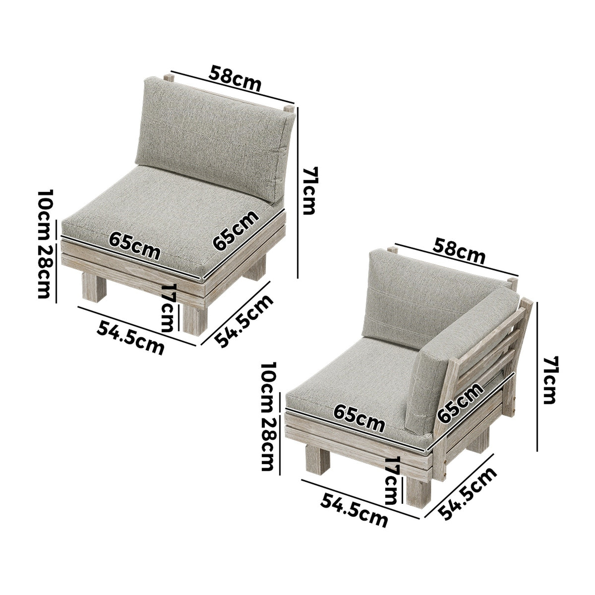 Livsip 4 Seater Outdoor Sofa Set Wooden Modular Lounge Setting Patio Furniture