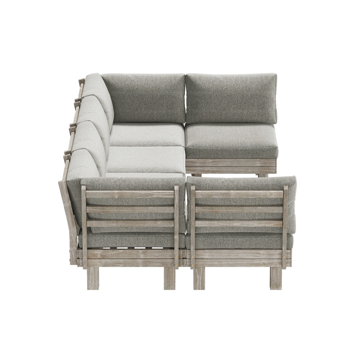 Livsip 6 Seater Outdoor Sofa Set Wooden Modular Lounge Setting Patio Furniture