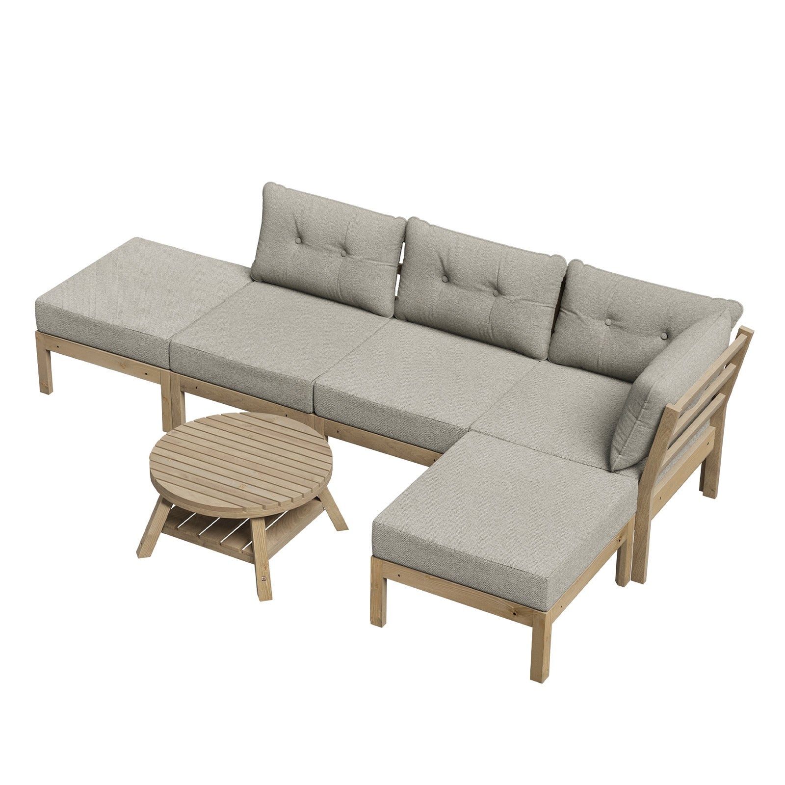 Livsip Outdoor Lounge Sofa Set 6 Piece Garden Furniture Dining Table Chairs - Sunyee