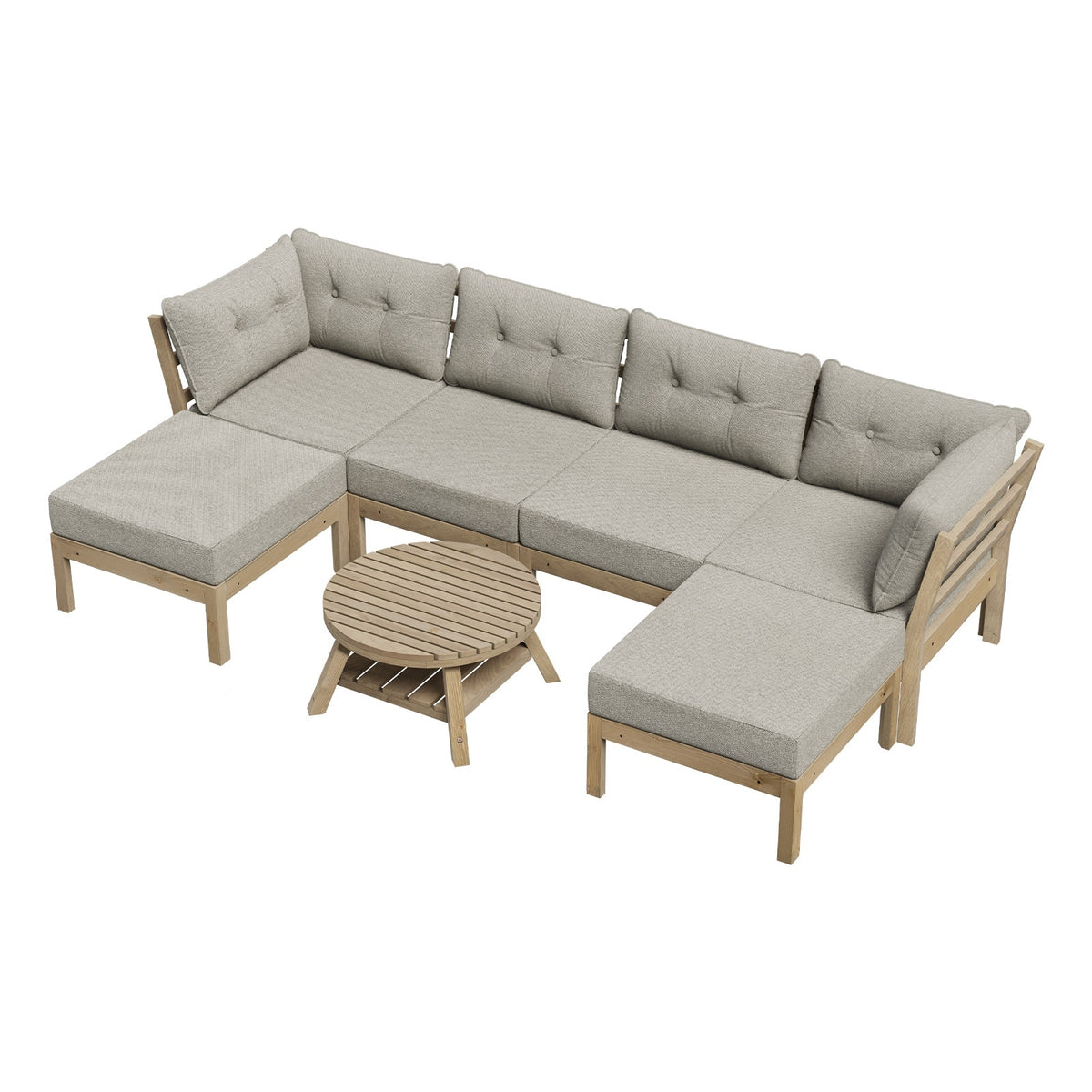 Livsip 7 Piece Outdoor Lounge Sofa Set Garden Furniture Dining Table Chairs - Sunyee