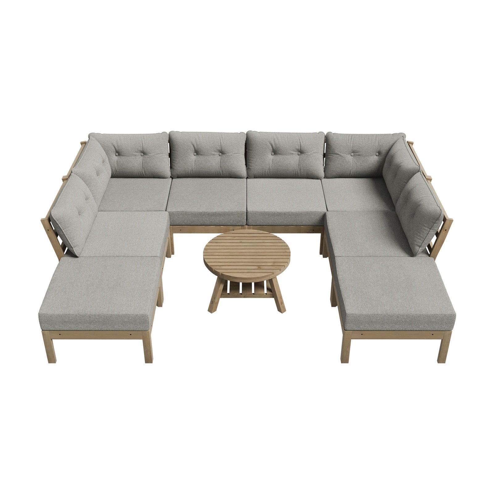 Livsip 9PCS Outdoor Sofa Set Lounge Setting Table Chair Patio Furniture Beige - Sunyee