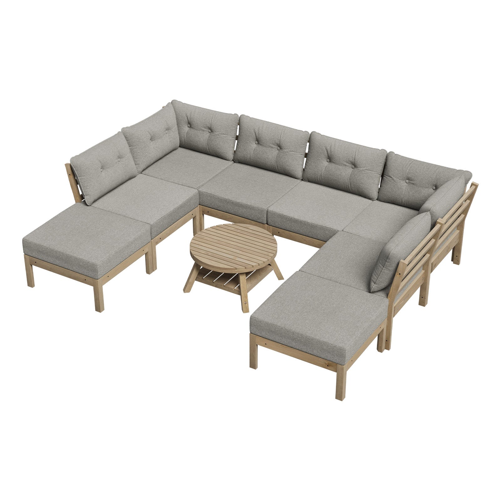 Livsip 9PCS Outdoor Sofa Set Lounge Setting Table Chair Patio Furniture Beige - Sunyee