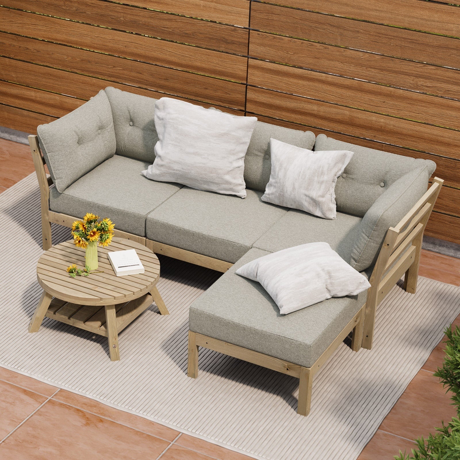 Livsip 5 Piece Outdoor Furniture Set Garden Lounge Sofa Patio Furniture Setting - Sunyee