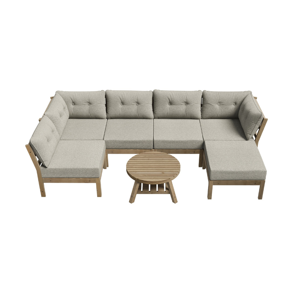Livsip 7 Piece Outdoor Sofa Set 5-Seater Lounge Setting Garden Table Chairs - Sunyee