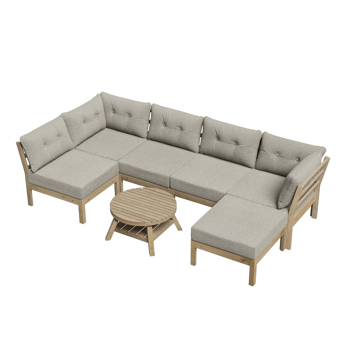 Livsip 7 Piece Outdoor Sofa Set 5-Seater Lounge Setting Garden Table Chairs - Sunyee