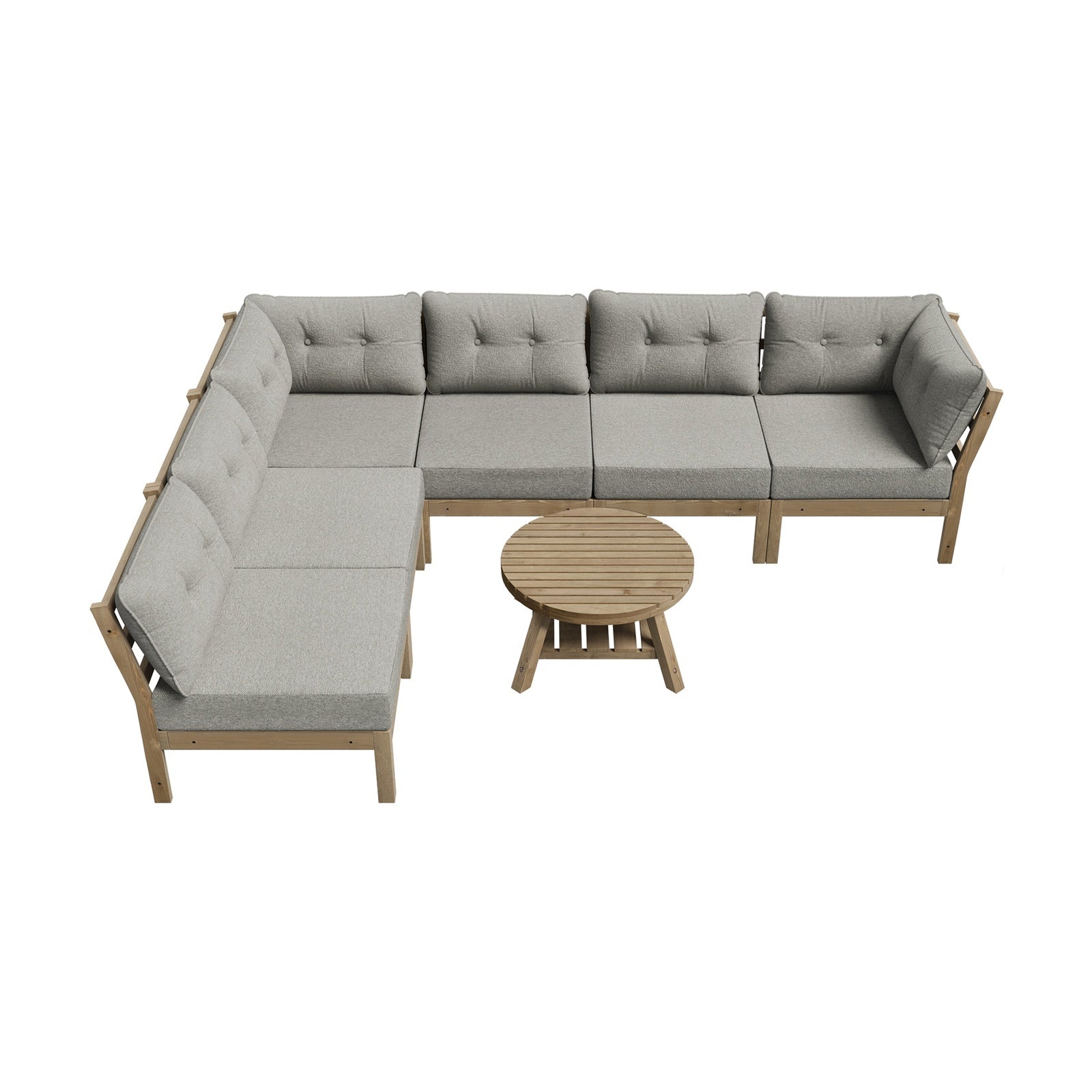 Livsip 7 Seater Outdoor Sofa Set Lounge Setting Patio Furniture Beige - Sunyee