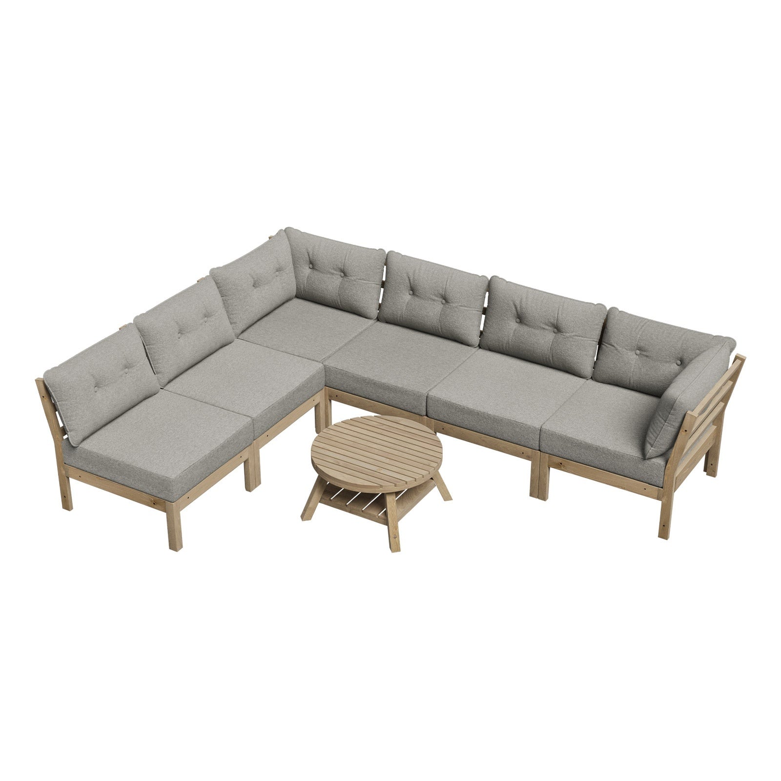 Livsip 7 Seater Outdoor Sofa Set Lounge Setting Patio Furniture Beige - Sunyee