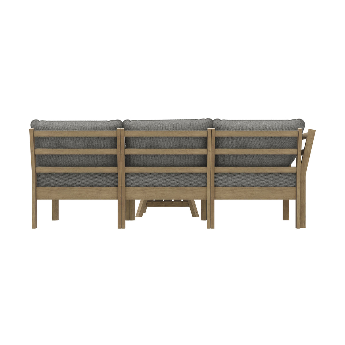 Livsip 3 Seater Outdoor Sofa Set Wooden Lounge Setting Patio Furniture Beige