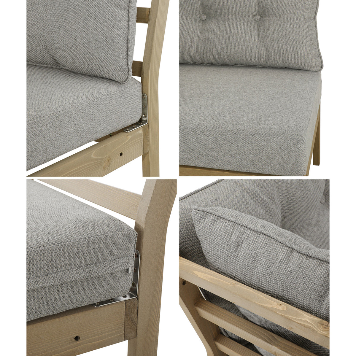 Livsip 4PCS Outdoor Sofa Set Wooden Modular Lounge Setting Patio Furniture Beige