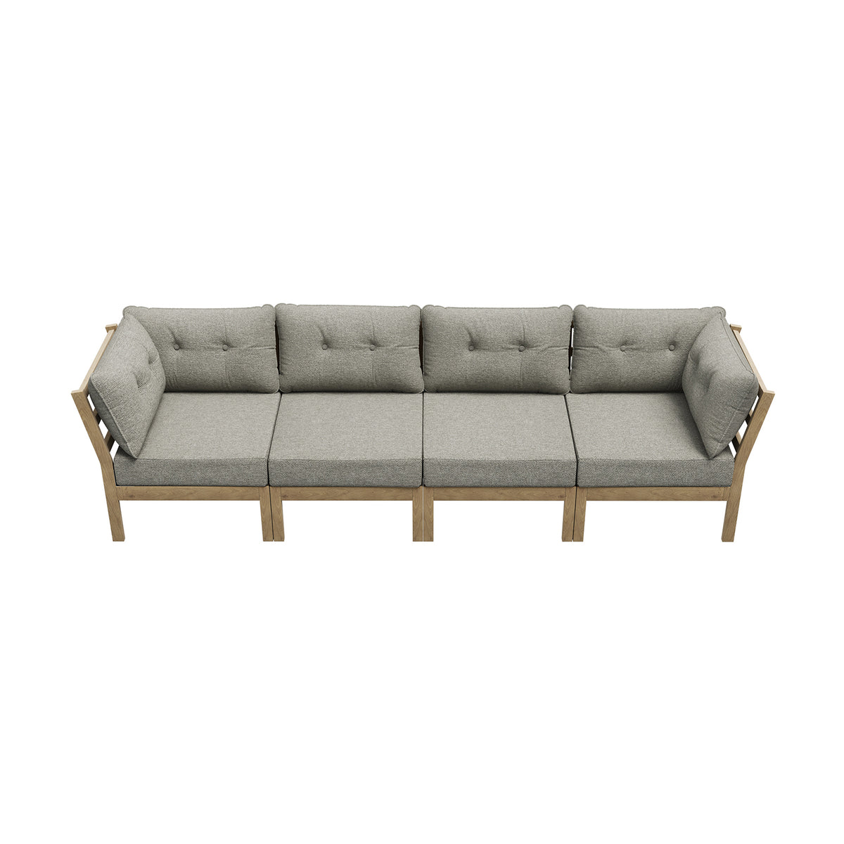 Livsip 4PCS Outdoor Sofa Set Wooden Modular Lounge Setting Patio Furniture Beige