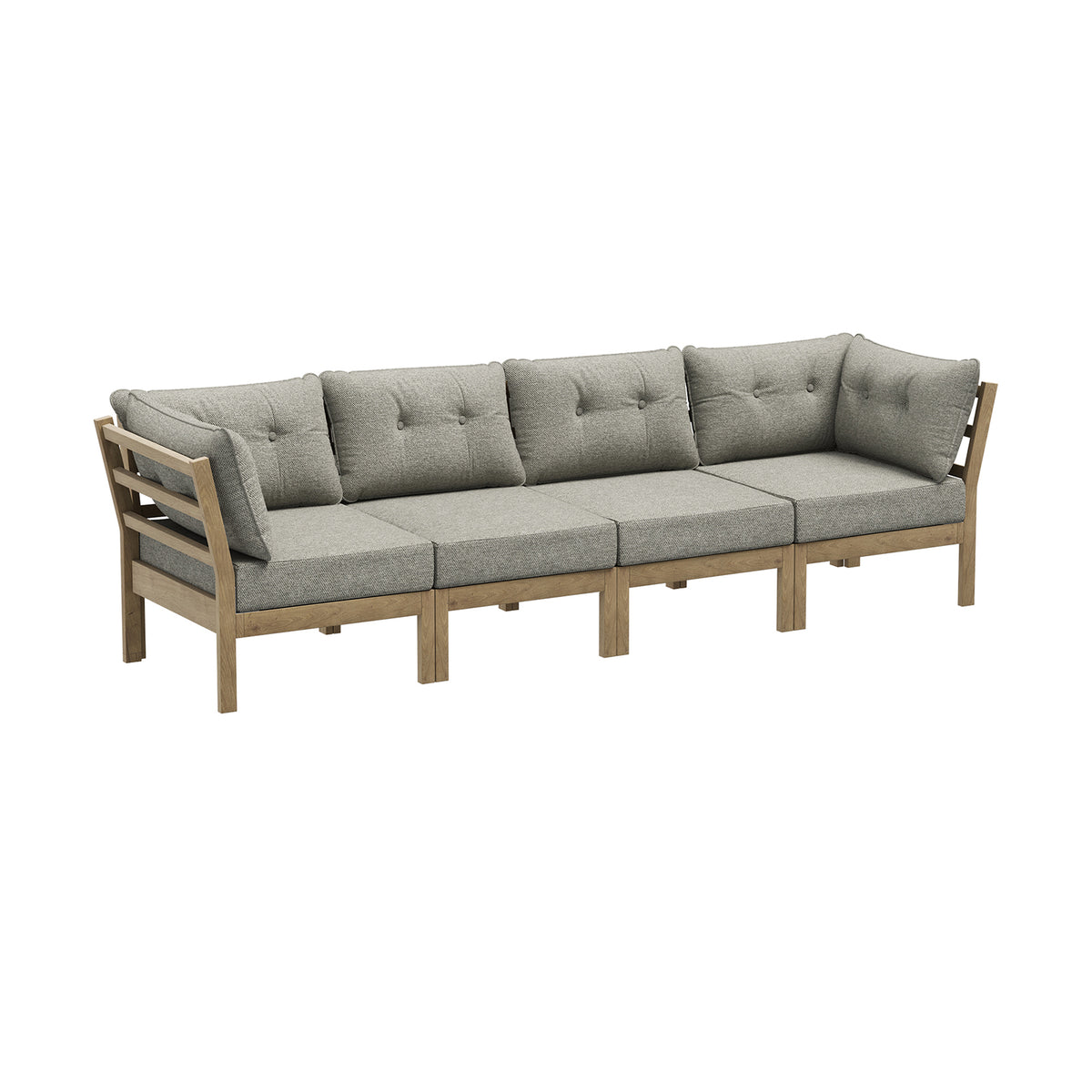 Livsip 4PCS Outdoor Sofa Set Wooden Modular Lounge Setting Patio Furniture Beige