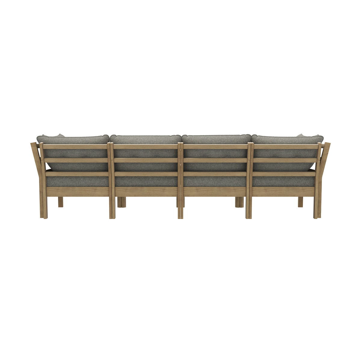 Livsip 4PCS Outdoor Sofa Set Wooden Modular Lounge Setting Patio Furniture Beige