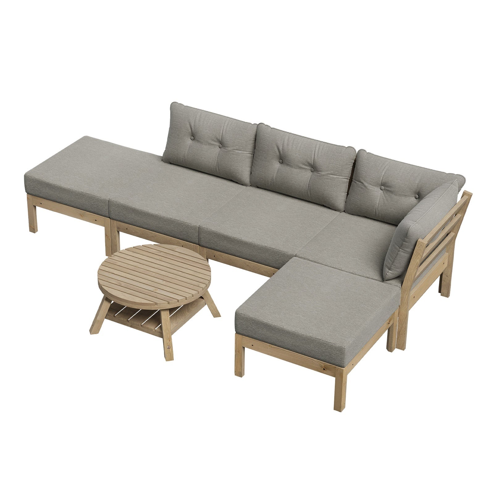 Livsip Outdoor Lounge Sofa Set 6 Piece Garden Furniture Dining Table Chairs Grey - Sunyee