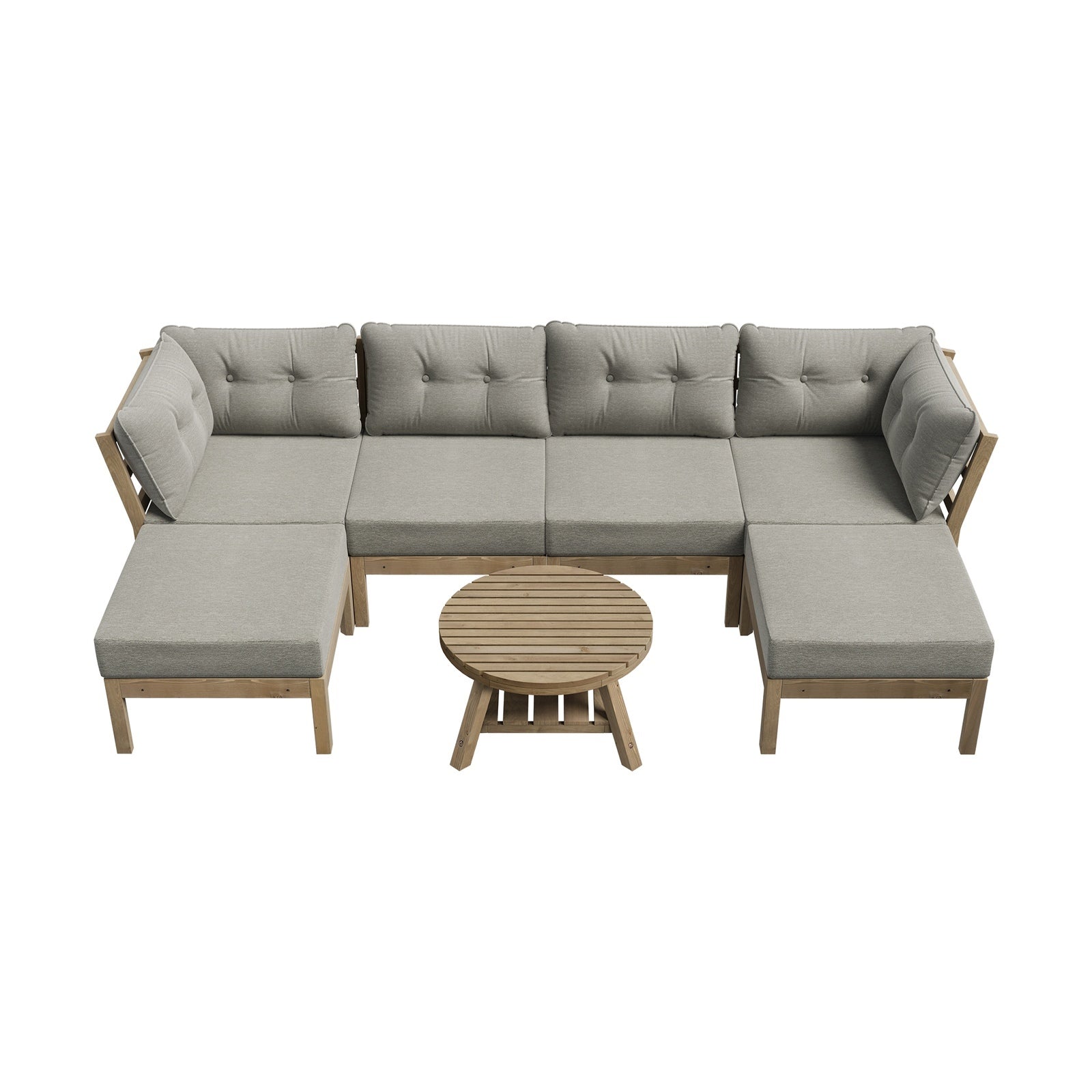 Livsip 6 Piece Outdoor Lounge Sofa Set Garden Furniture Dining Table Chairs Grey - Sunyee