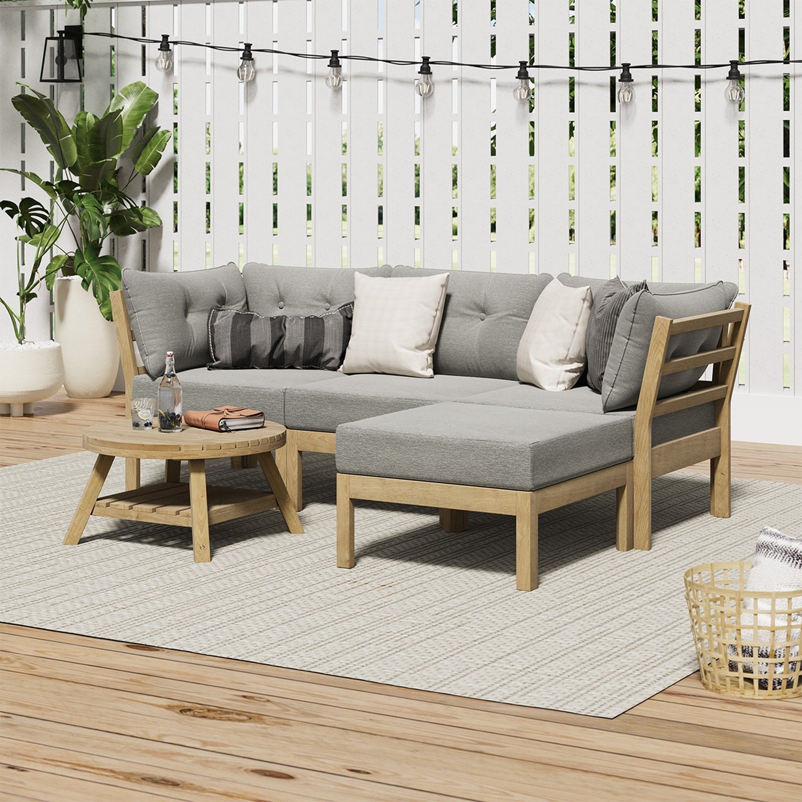 Livsip 5 Piece Outdoor Furniture Setting Garden Lounge Sofa Table Chairs Patio - Sunyee