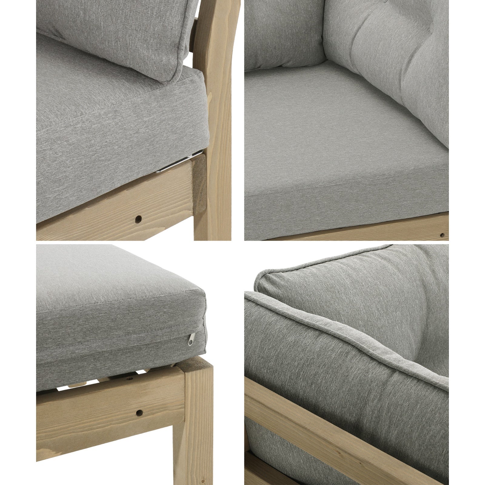 Livsip 7 Piece Outdoor Sofa Set 6-Seater Lounge Setting Garden Table Chairs Grey - Sunyee