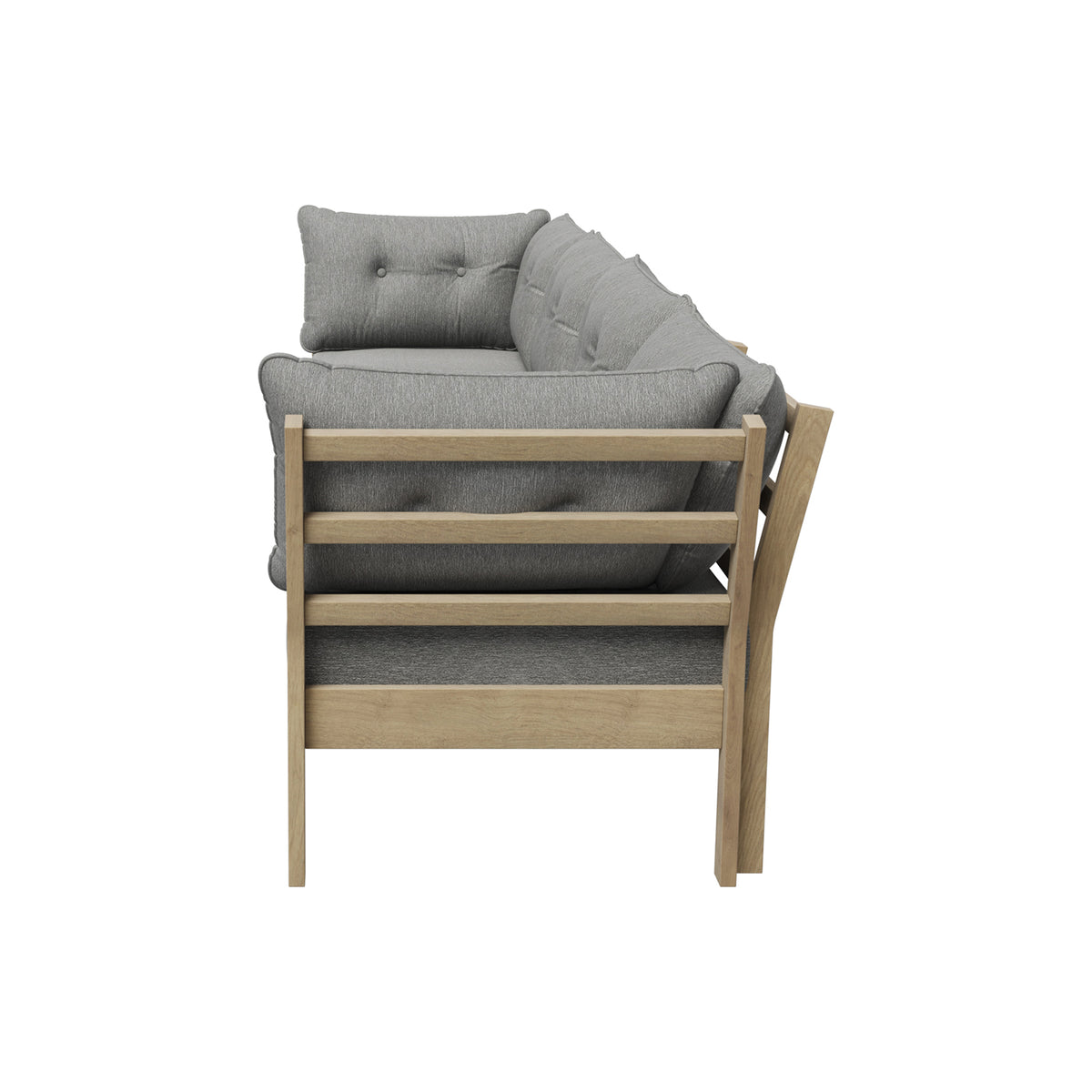 Livsip 4PCS Outdoor Sofa Set Wooden Modular Lounge Setting Patio Furniture Grey