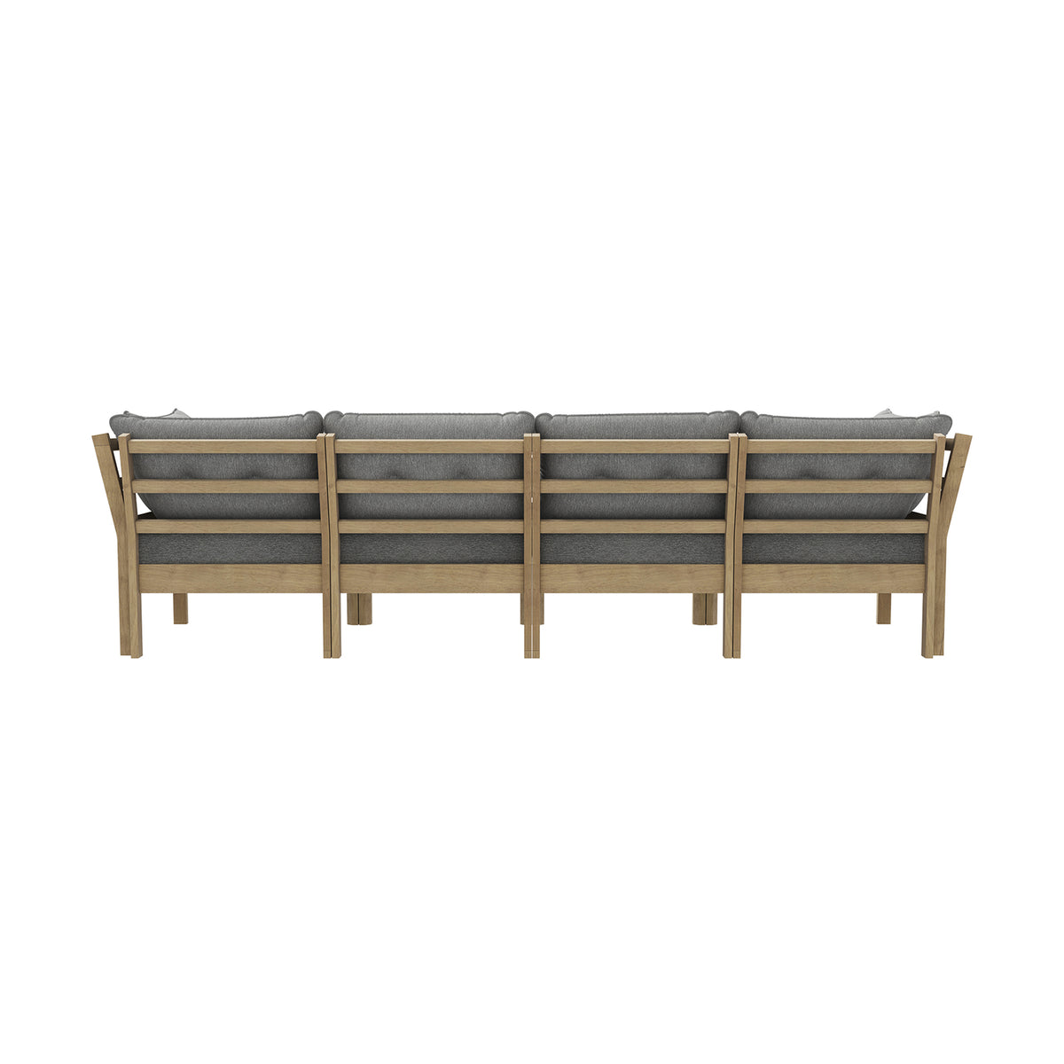 Livsip 4PCS Outdoor Sofa Set Wooden Modular Lounge Setting Patio Furniture Grey