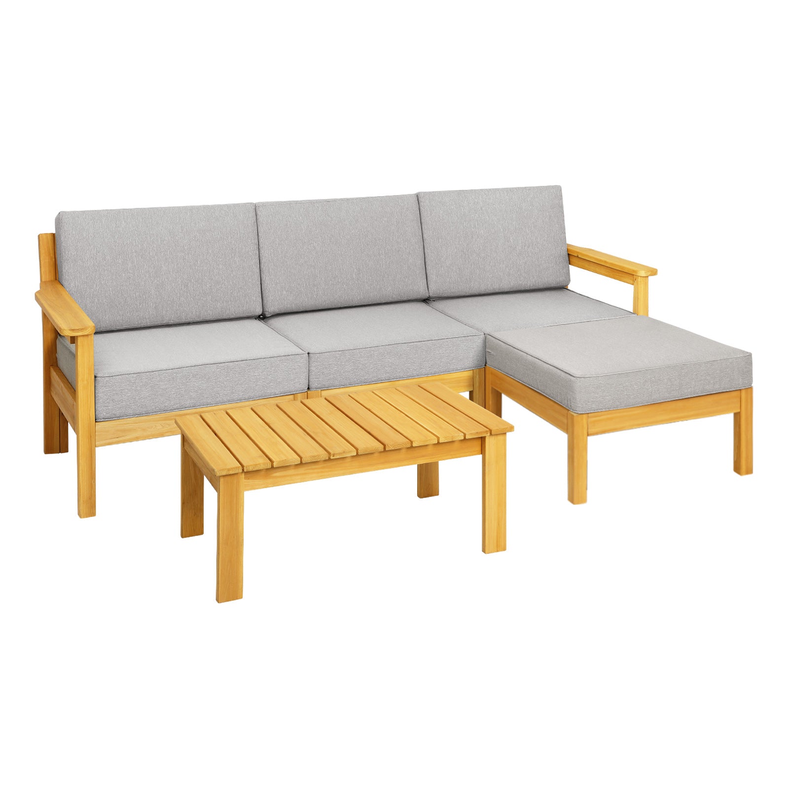 Livsip Outdoor Sofa Set Patio Furniture Wooden Table Chairs Garden Lounge 5Piece - Sunyee