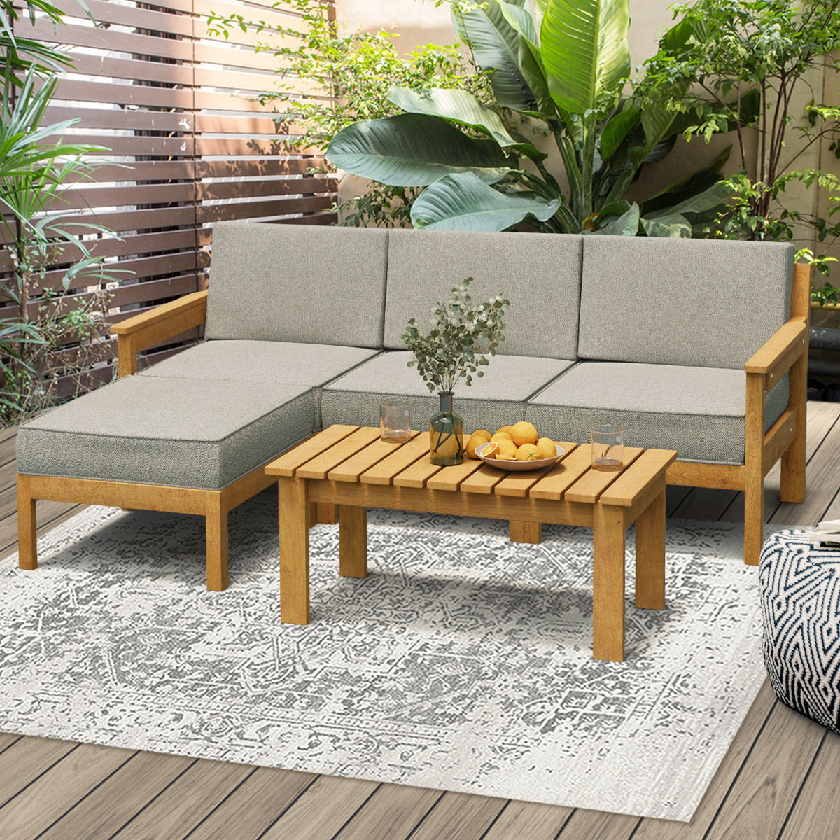 Livsip 5PCS Outdoor Furniture Sofa Set Lounge Setting Garden Patio - Sunyee