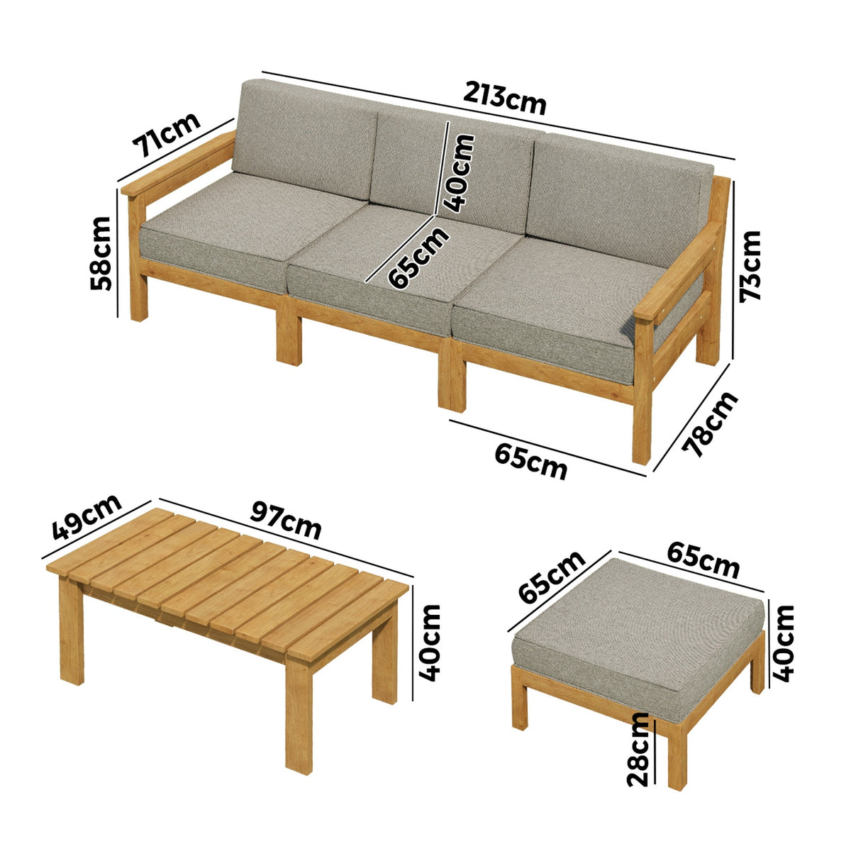 Livsip 5PCS Outdoor Furniture Sofa Set Lounge Setting Garden Patio - Sunyee