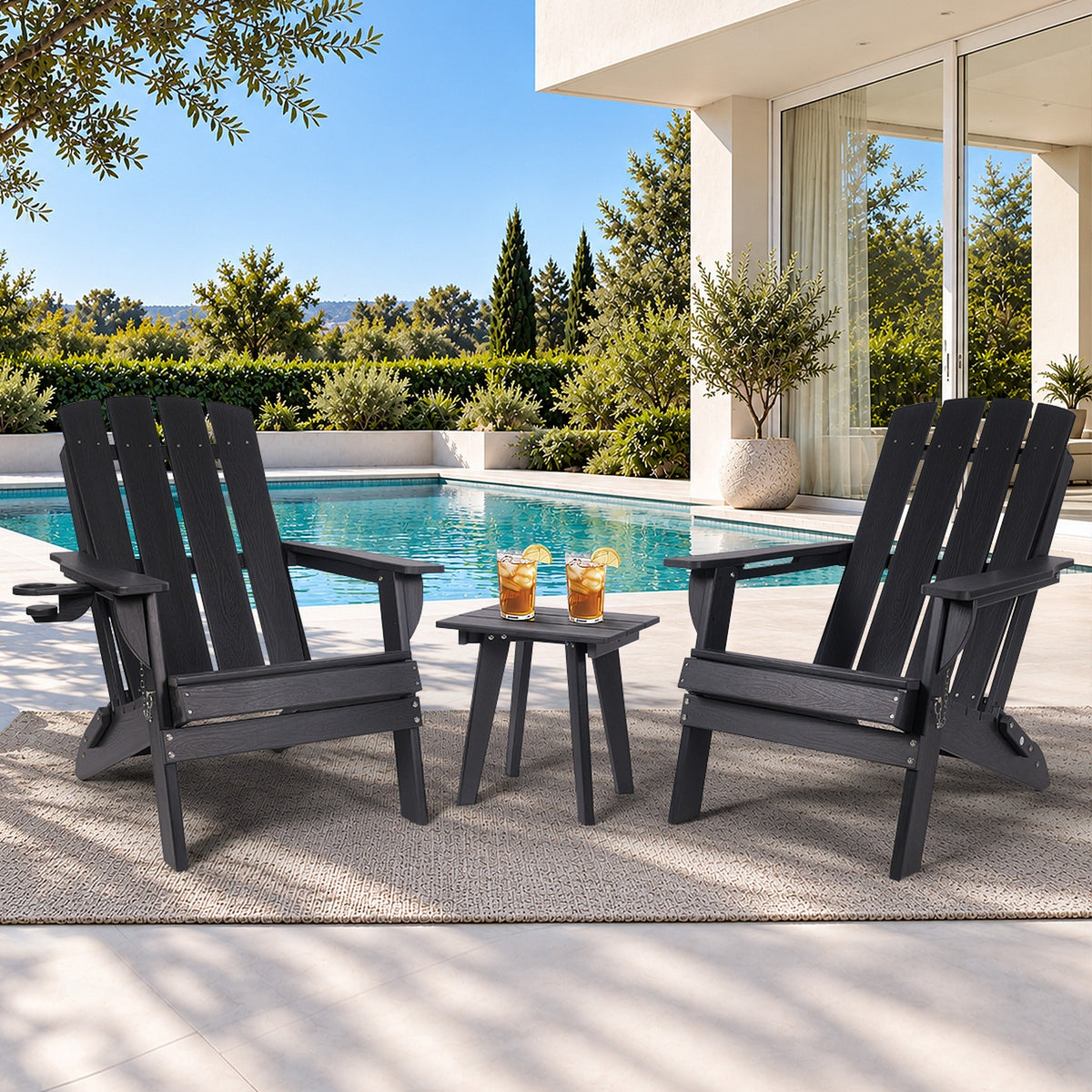Livsip HDPE Outdoor Side Table Coffee Table Desk Patio Furniture Camping Black