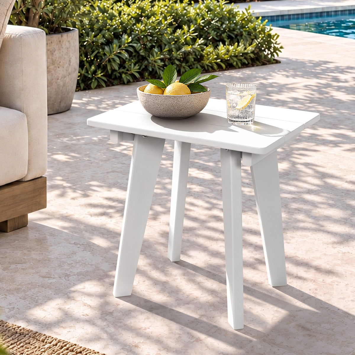 Livsip HDPE Outdoor Side Table Coffee Table Desk Patio Furniture Camping White