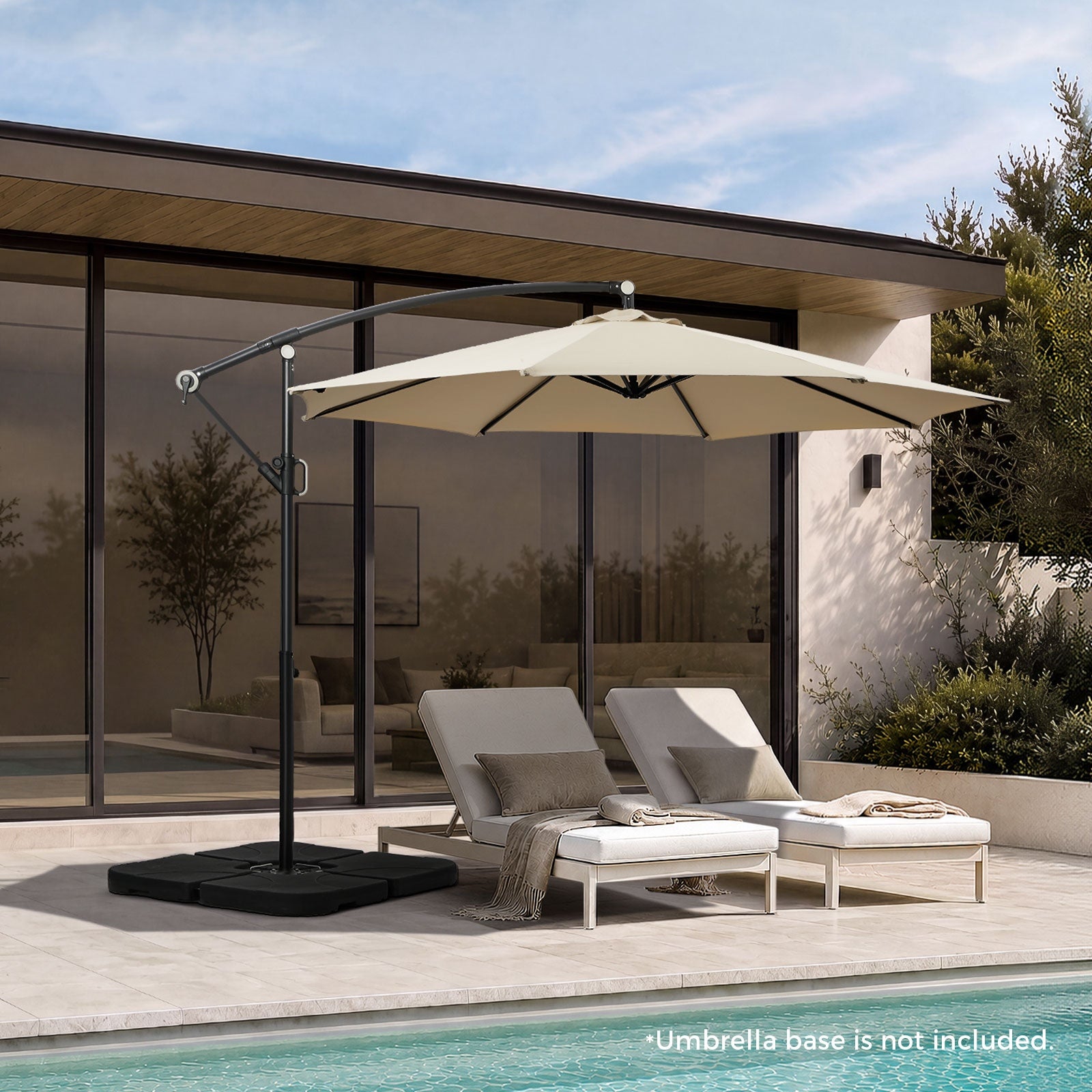Livsip Outdoor Umbrella 3M Cantilever Garden Shade 360° Rotation Beige