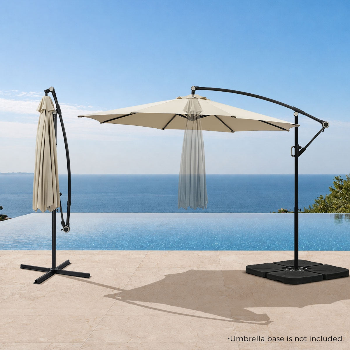 Livsip Outdoor Umbrella 3M Cantilever Garden Shade 360° Rotation Beige