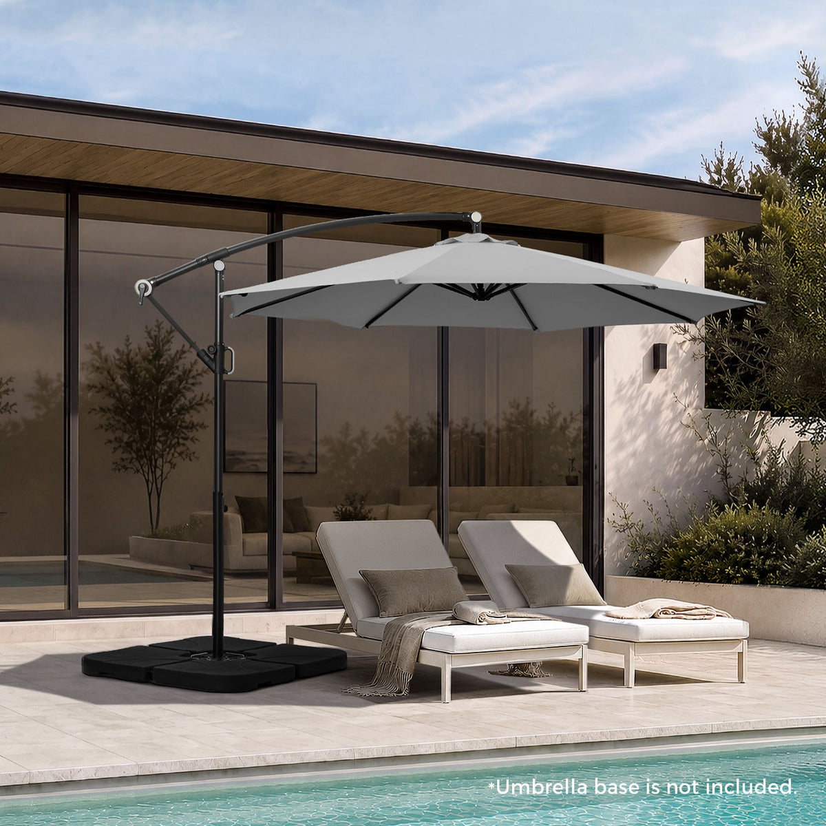 Livsip Outdoor Umbrella 3M Cantilever Garden Shade 360° Rotation Charcoal