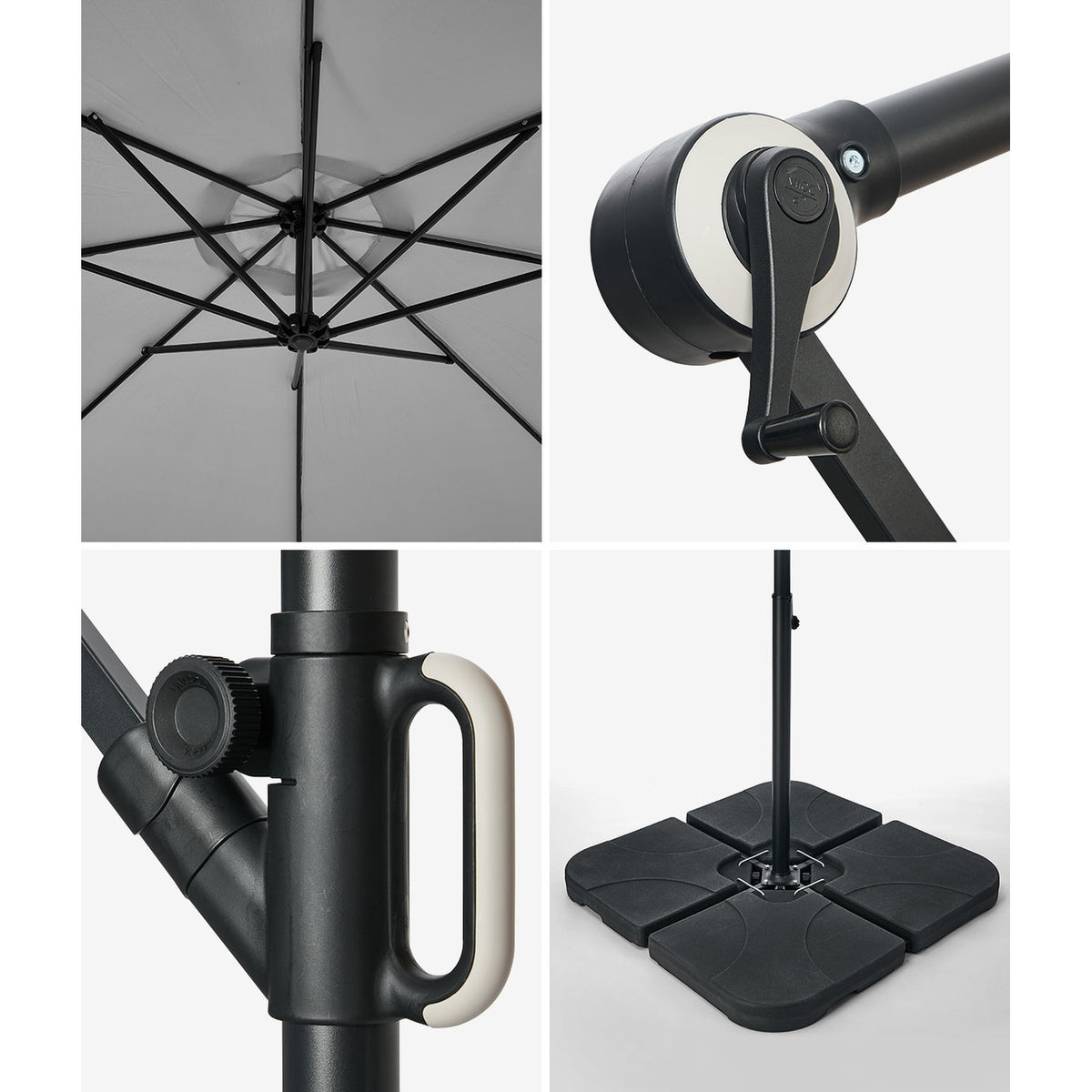 Livsip Outdoor Umbrella 3M Cantilever Garden Shade 360° Rotation w/ Base