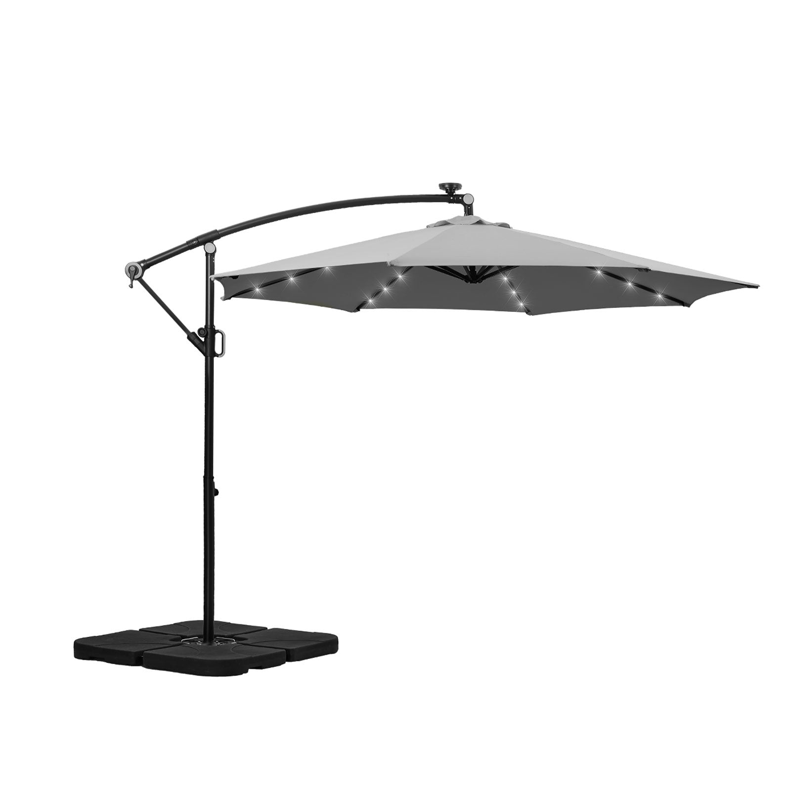 Livsip Outdoor Umbrella 3M Cantilever Garden Shade Rotatable with 32-LED Base